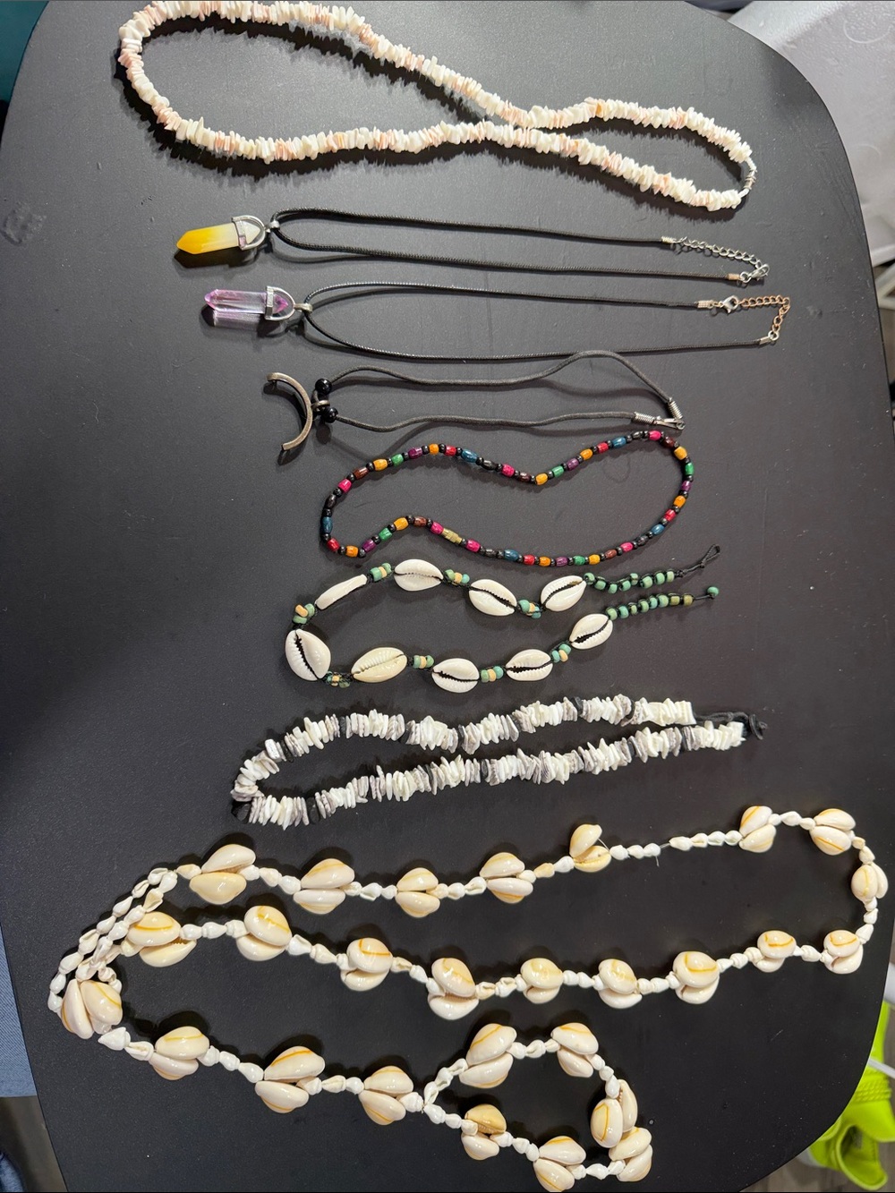 Boho Shell and Bead Necklace Set - Cream, White, Black, Multicolor